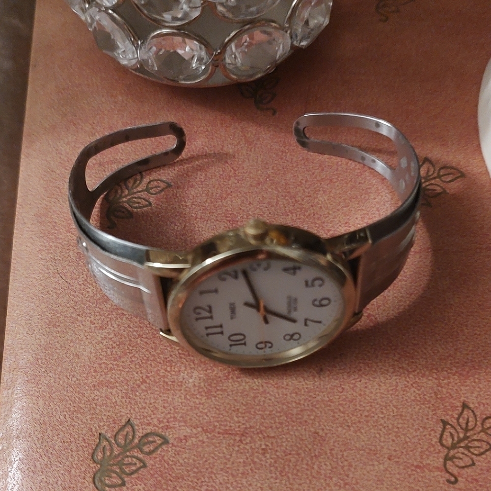 Vintage Don Juan Flatau Two-Tone Classic Stainless Steel Cuff  Indigo Face Timex - Picture 6 of 6